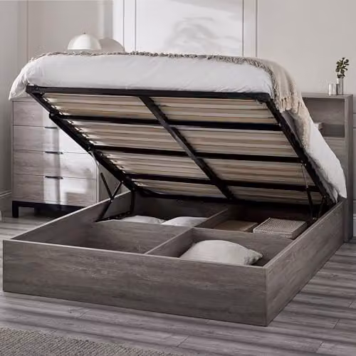 Julian Bowen Bali Bookcase Ottoman Storage Bed in Grey Oak, W/D/H: 180 x 200 x 105 cm – 3