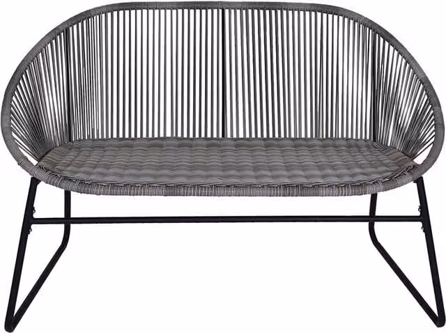 Charles Bentley Zanzibar 2 Seater Grey Rattan and Metal Patio Bench