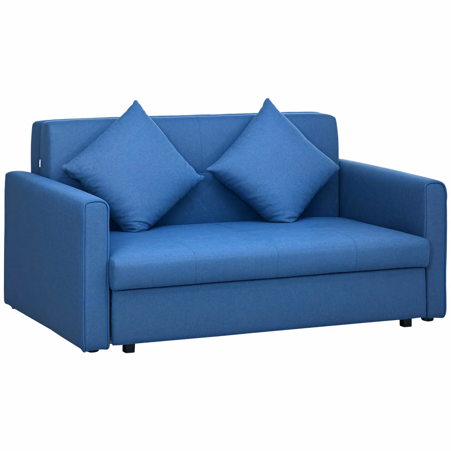 HOMCOM 2 Seater Convertible Sofa Bed with Storage and Scatter Cushions in Blue – 9