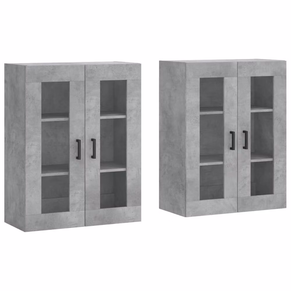 Berkfield Home Wall Mounted Cabinets with Glass Doors, Grey, Set of 2, W/D/H: 90.0 x 34.0 x 69.5 cm – 3