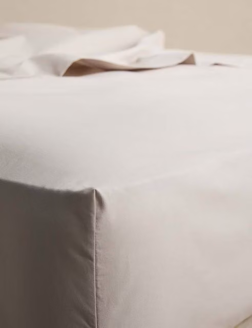 M&S Body Sensor Cooling Cotton Deep Fitted Sheet, Silver Grey, W/D/H: 90 x 190 cm