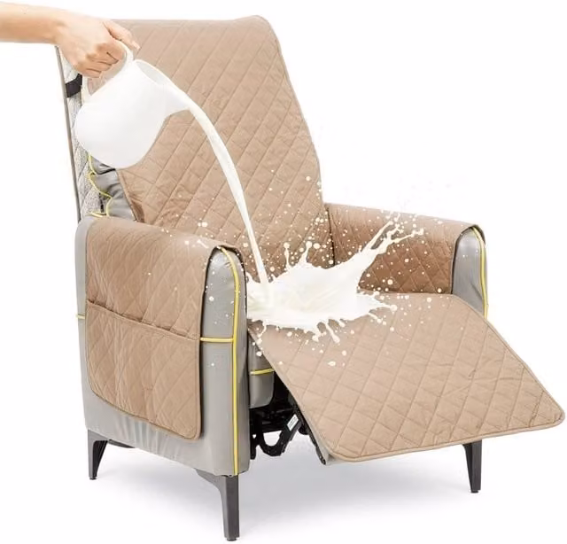 VOGREX Beige Waterproof Quilted Non-Slip Recliner Cover