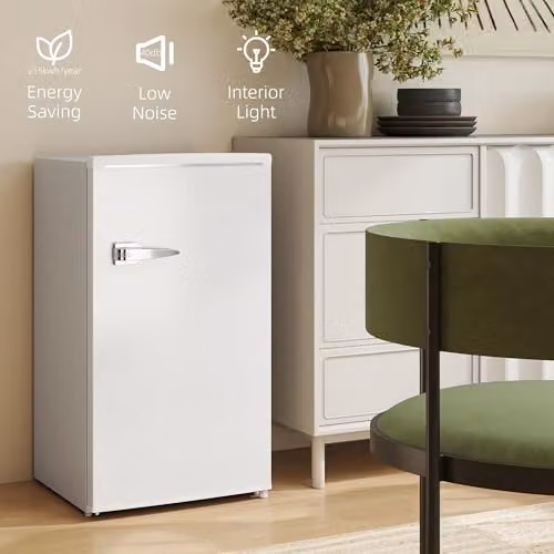HOMCOM 85L Under Counter Freestanding Fridge with Chiller Box and LED Interior Light, White, W/D/H: 45 x 40 x 85 cm – 4