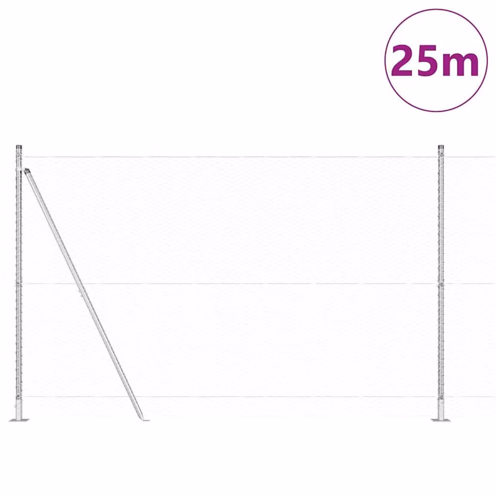Berkfield Home Hexagon Wire Mesh Fence in Silver Galvanised Steel, H: 140 cm x W: 25 m – 2