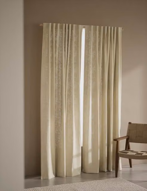 M&S Cream Cotton Linen Blend Sheer Multiway Curtains