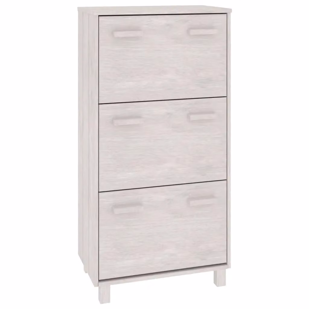 Berkfield Home HAMAR Shoe Cabinet in White Solid Pine, W/D/H: 59.5 x 35 x 117 cm – 2