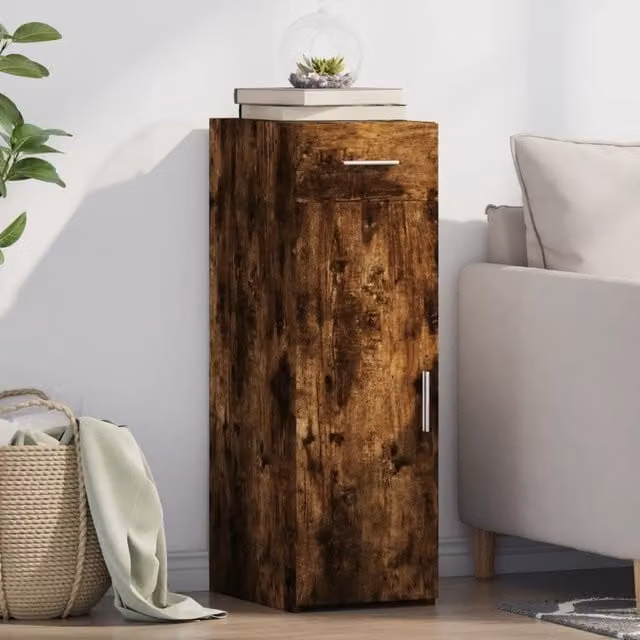 Berkfield Home Smoked Oak Sideboard in Brown, W/D/H: 30 x 42.5 x 93 cm – 1