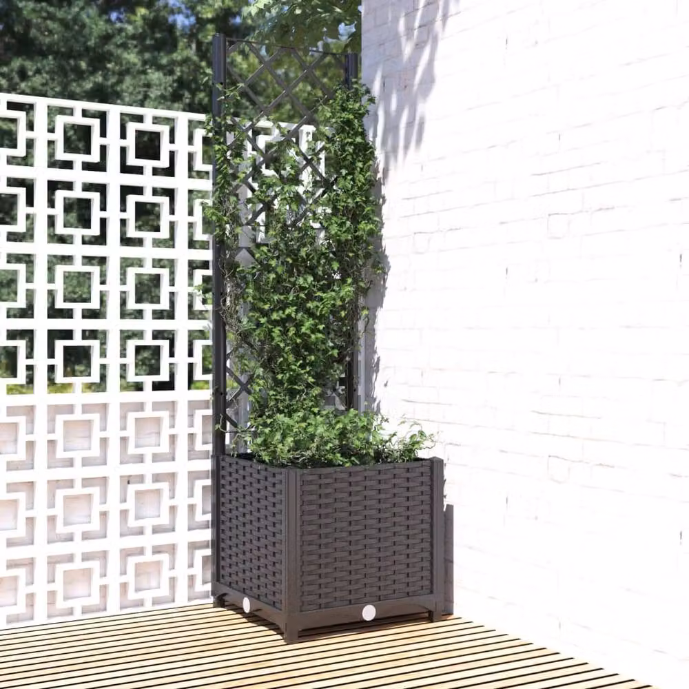 Berkfield Home Black Garden Planter with Trellis and Tub, W/D/H: 40 x 40 x 136 cm – 2