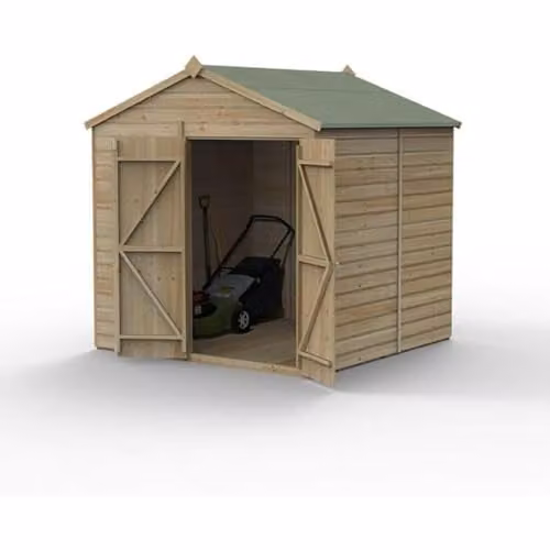 Forest Garden Apex Wooden Shed with Double Doors in Brown