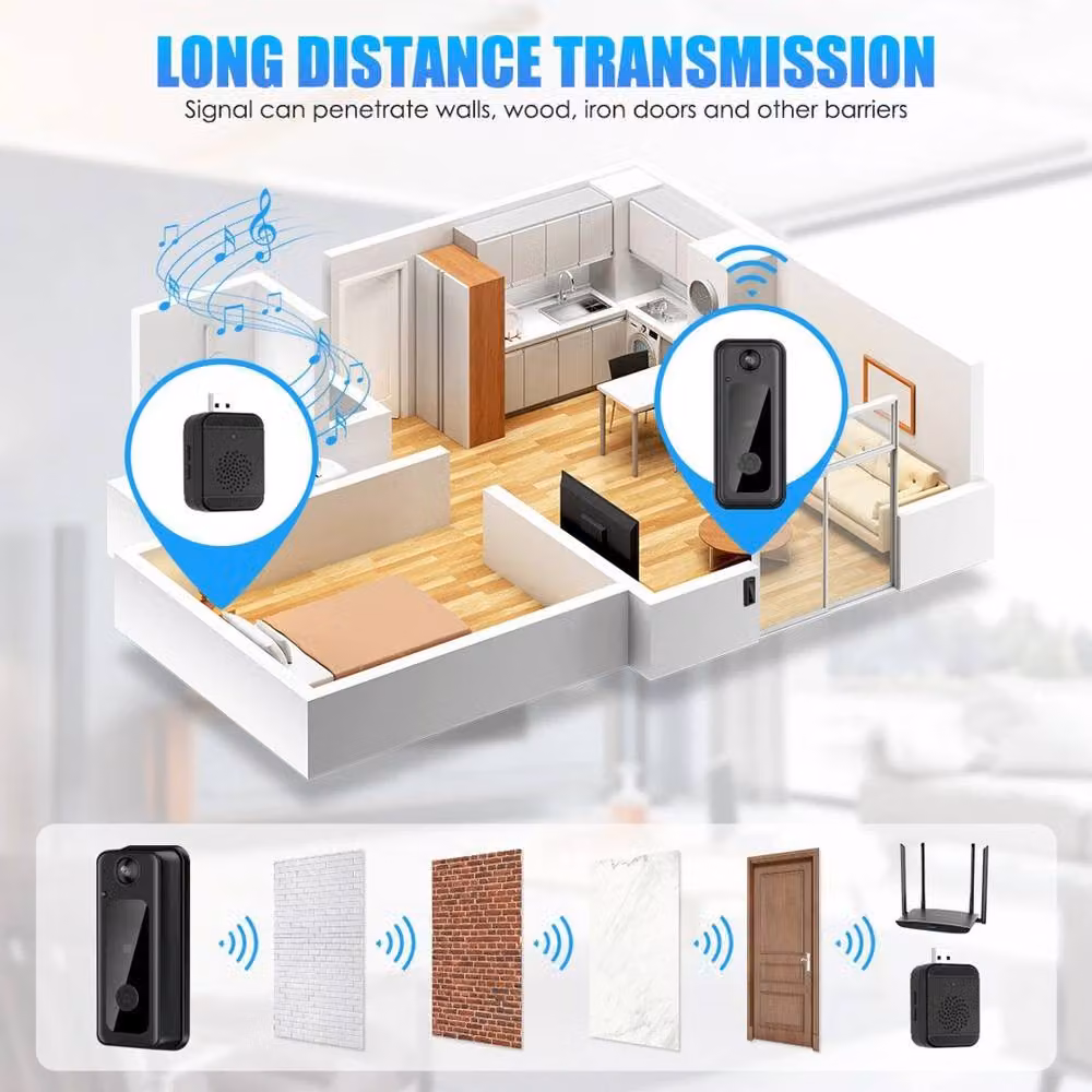 VOGREX Wireless WiFi Smart Security Camera Doorbell with 32GB SD Card, Black – 4