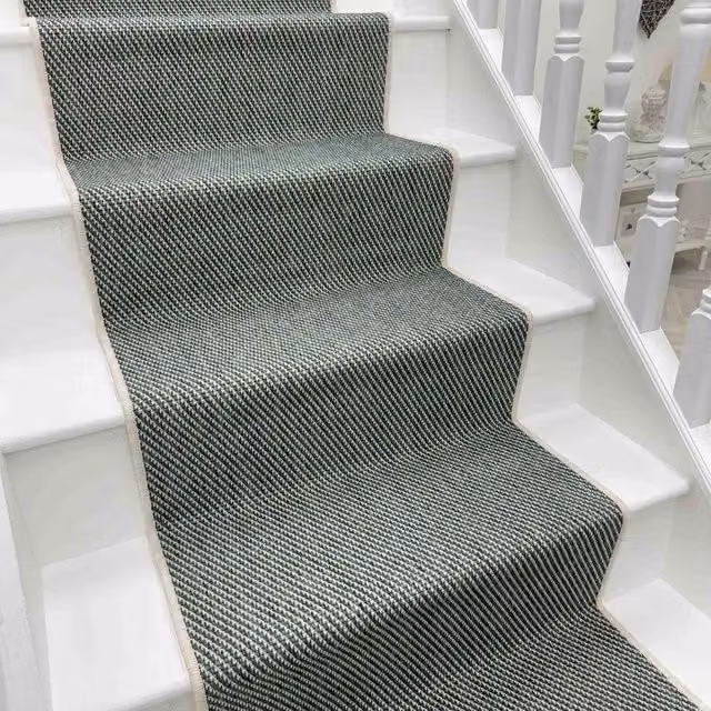runrug Coastal Reversible and Durable Stair Runner Carpet in Green, W: 70 cm, L: 630 cm