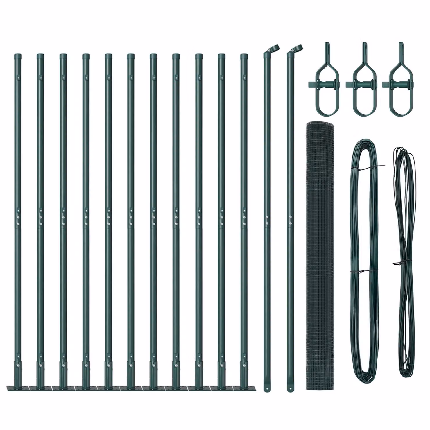 Berkfield Home Green Steel Welded Wire Fence with 13 Flanged Posts, W: 25 m, H: 1.4 m – 2