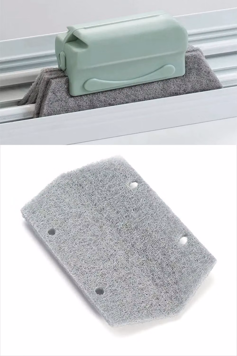 Living and Home Replaceable Cotton Crevice Cleaning Brush Head for Window Grooves and Door Tracks, Grey – 3