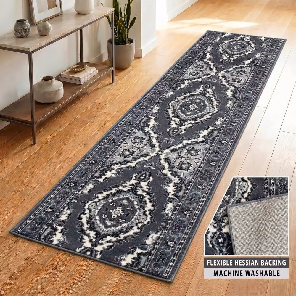 Bravich LTD Texas Medallion Traditional Hallway Runner Rug in Grey, W: 60 cm, L: 180 cm – 4