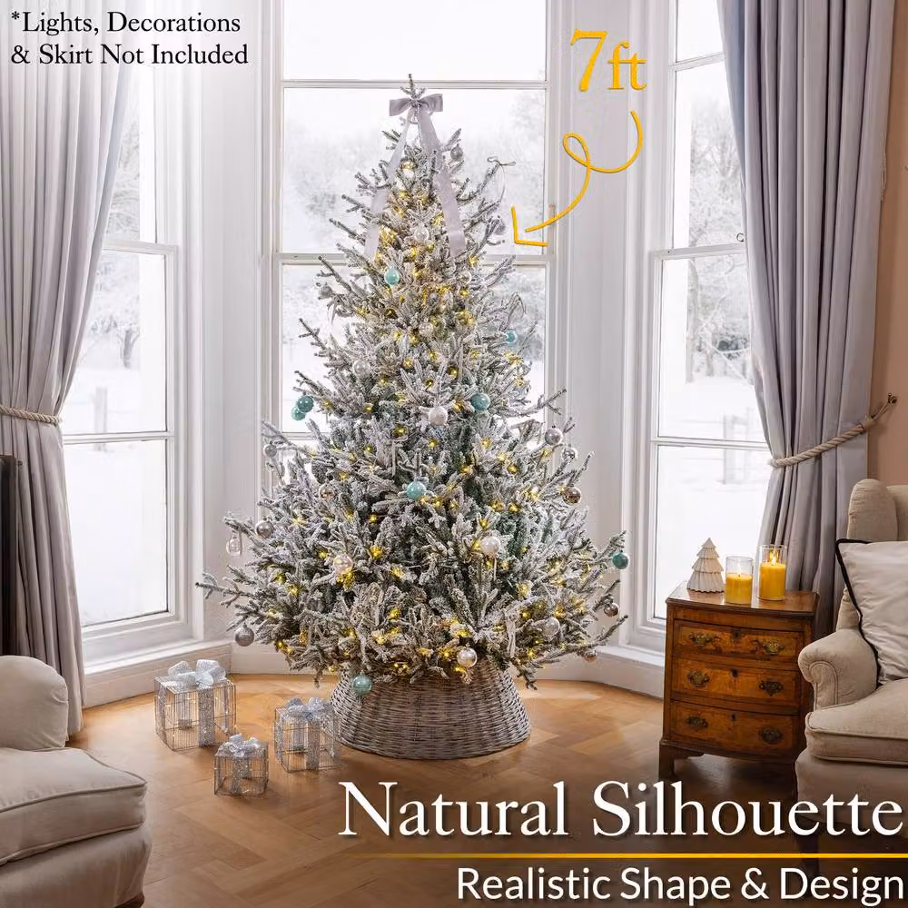 Christow Snow Flocked Verbier Fir Luxury Artificial Christmas Tree in Green – 2