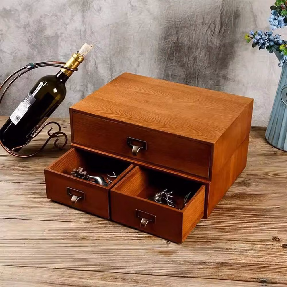 EONLION 3-Drawer Wooden Jewelry Organizer in Brown, W: 50 cm, D: 50 cm – 3
