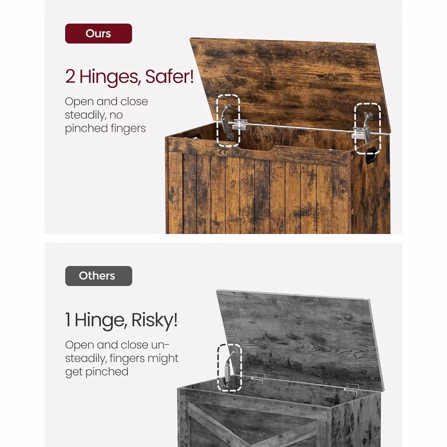 VASAGLE Rustic Brown Storage Chest Bench and Shoe Rack – 3