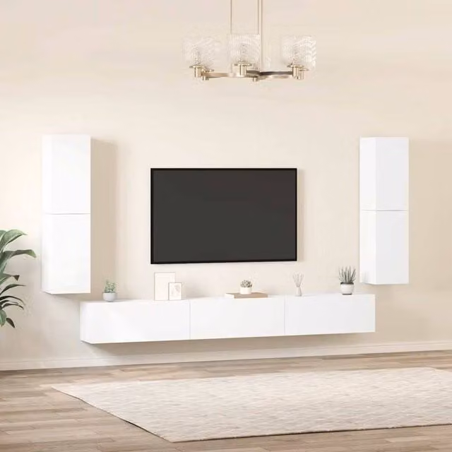Berkfield Home Classic 7 Piece White MDF TV Cabinet Set