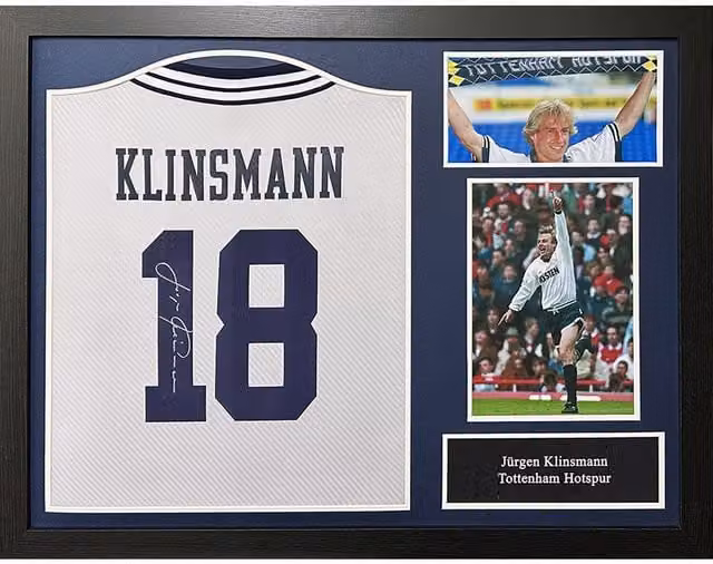 Allstarsignings Jurgen Klinsmann Signed and Framed Retro Tottenham Hotspur Shirt, White