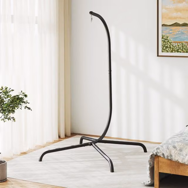 Costway Black Metal Hammock C-Stand for Adults