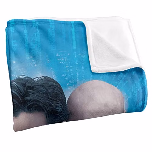 Warner Bros. The Matrix Code Poster Super Soft Silky Touch Fleece Throw Blanket, Multicolour and Blue, W: 91.44 cm x L: 147.32 cm – 2