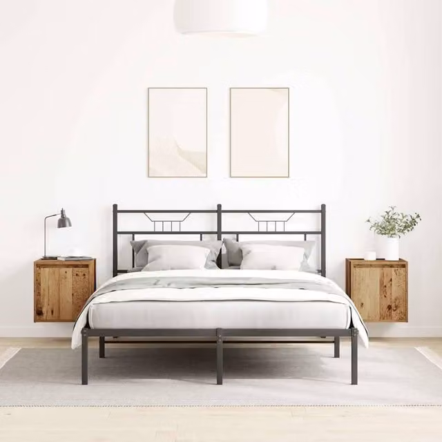 Berkfield Home Durable Wall-Mounted Bedside Cabinets, 2 Pack, Brown Old Wood, W/D/H: 38 x 34 x 40 cm