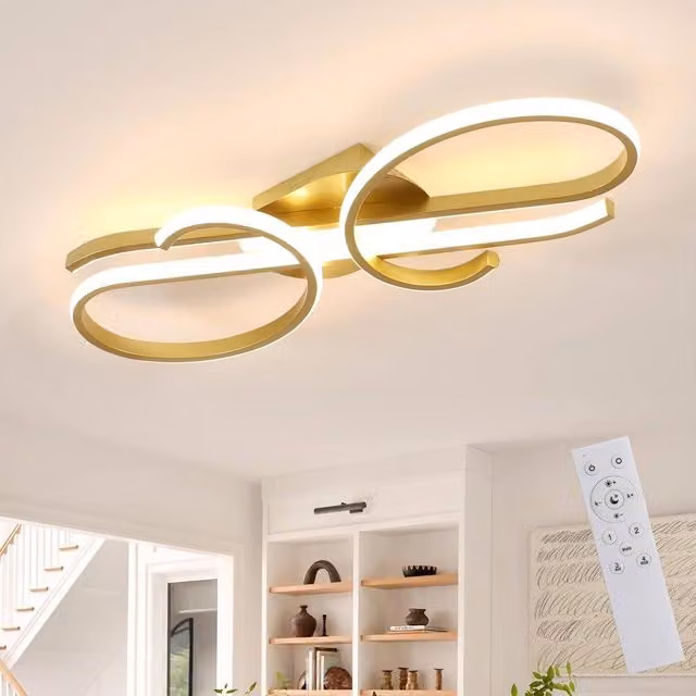 Goeco Dimmable LED Ceiling Light with Remote Control, 29W, Gold/Brass – 1