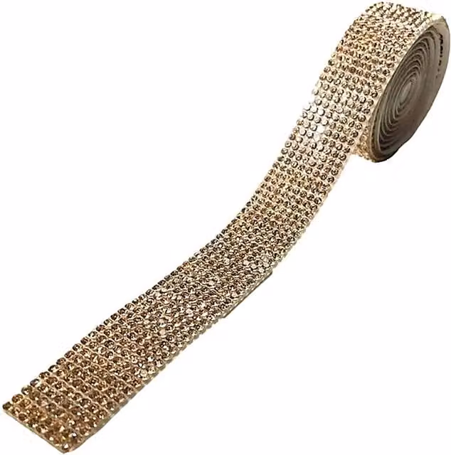 Syntego Rose Gold Sparkly Self Adhesive Rhinestone Roll, 1 Yard