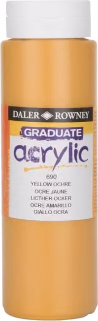 Daler Rowney Graduate Acrylic Paint, Yellow Ochra, 500ml
