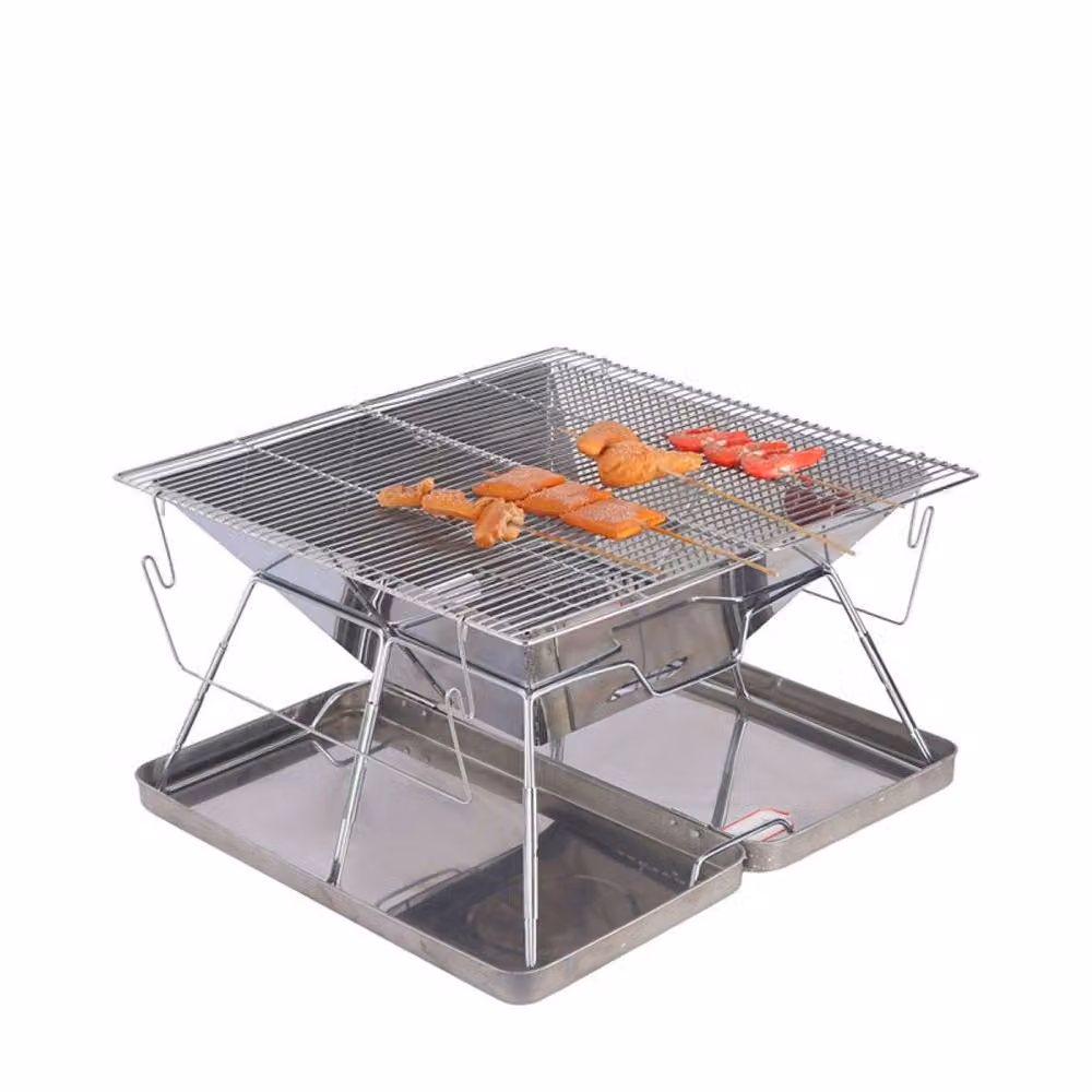 Quipulse Style 1 Silver Stainless Steel Tabletop Outdoor Folding Barbecue for Charcoal – 3