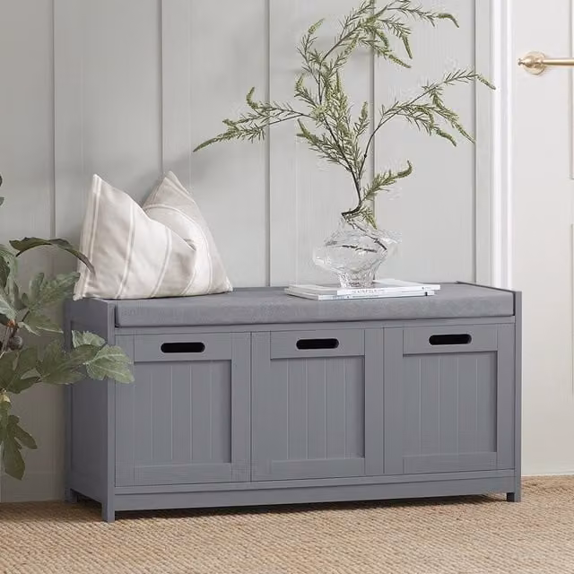 SoBuy Modern Multi Purpose Grey Fabric Storage Shoe Bench for Hallway or Bedroom