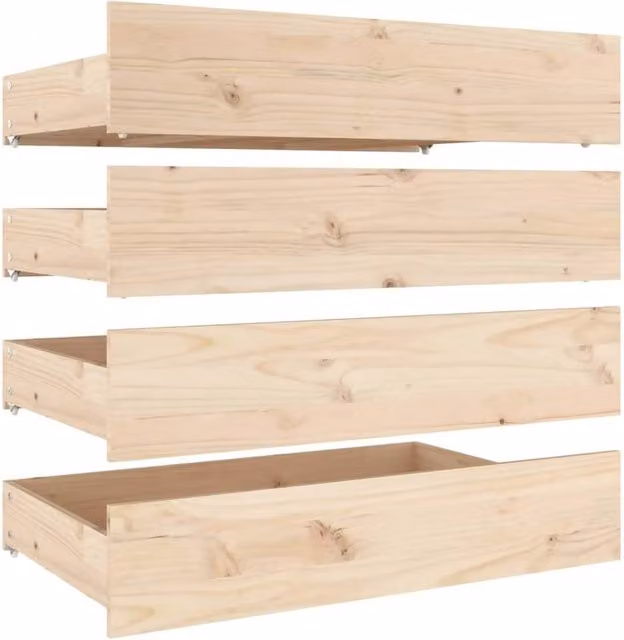Berkfield Home 4 Piece Solid Wood Pine Bedside Drawers in Natural – 1