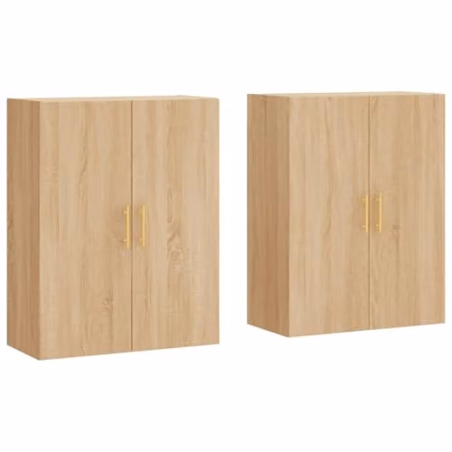 vidaXL Set of 2 Modern Wall Mounted Storage Cabinets in Sonoma Oak Brown – 1