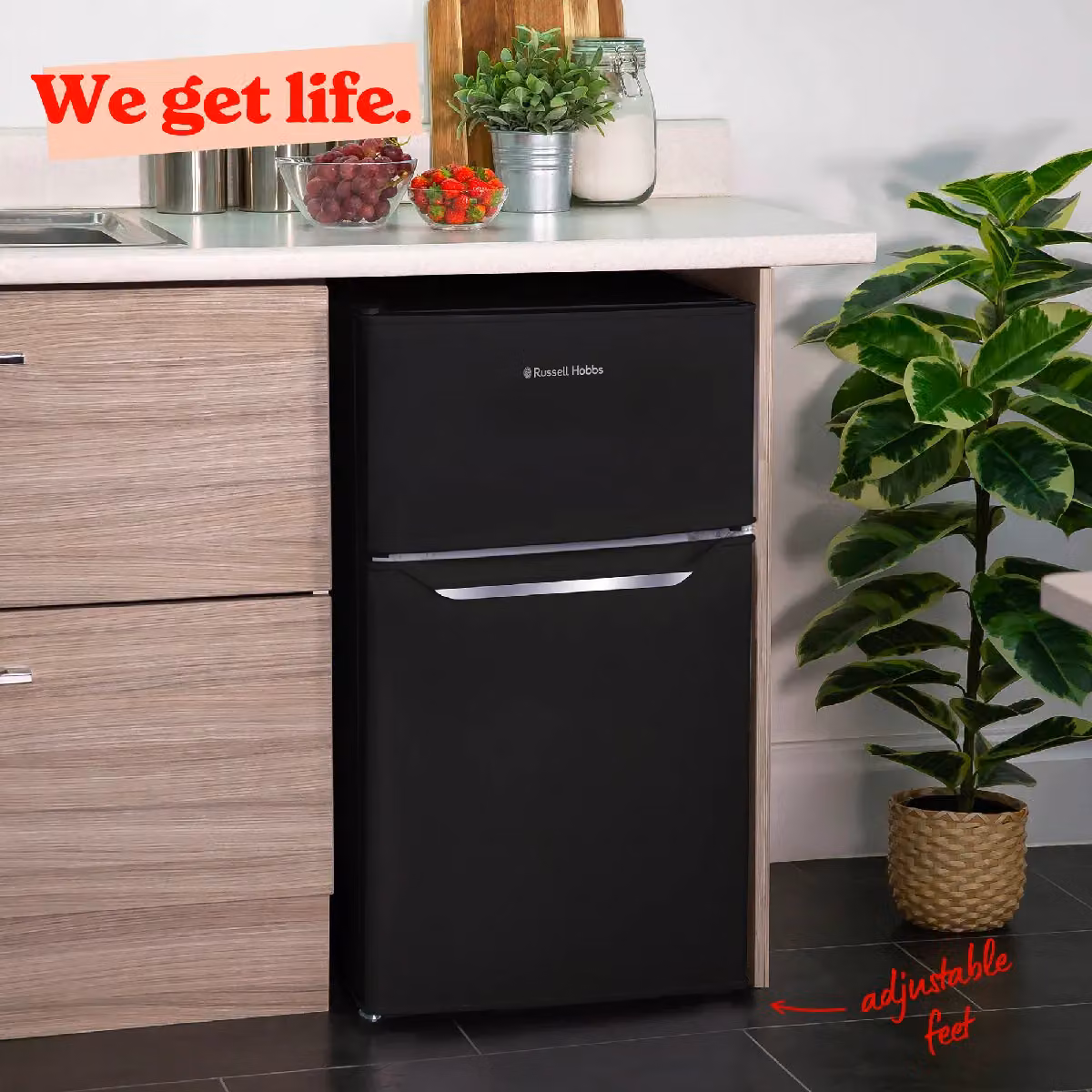 Russell Hobbs Undercounter Fridge Freezer, 85L, Black – 8