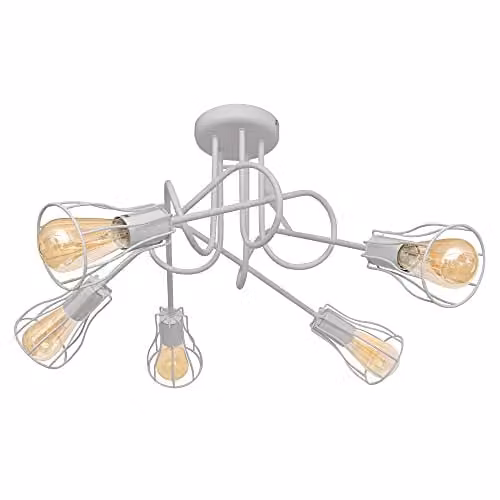 Netlighting Helam Oxford Multi Arm Semi Flush Ceiling Light in White, 64 cm