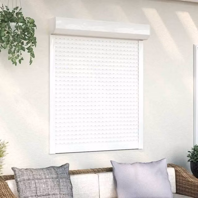Berkfield Home Manual Aluminium Roller Shutter, White, W: 100 cm, H: 130 cm