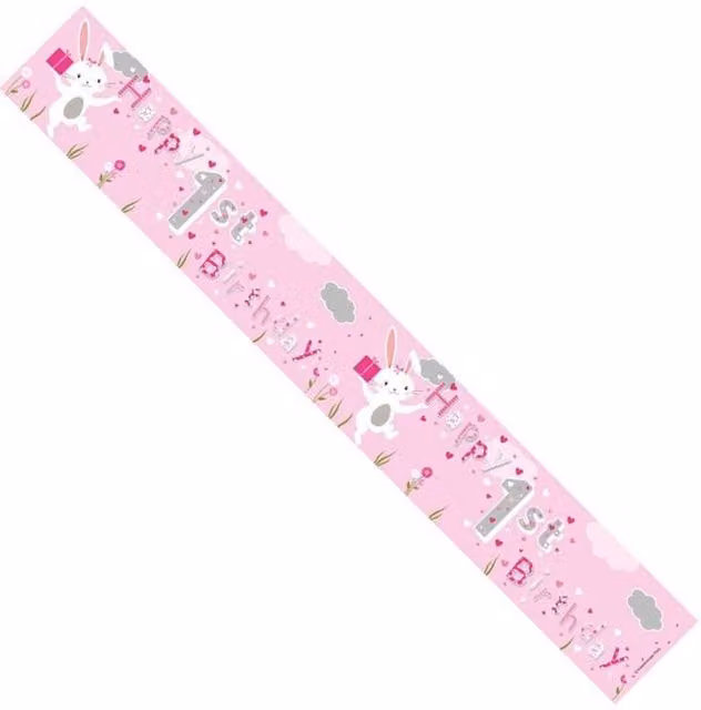 KDMD 12 Pack Pink Paper Female 1st Birthday Pennant Banner