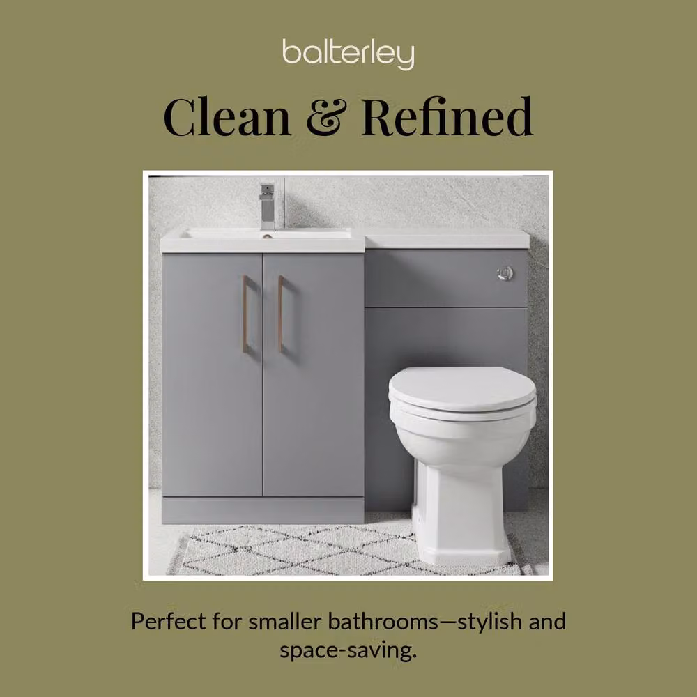 Balterley Modern Left-Hand Vanity and WC Unit Combination in Matt Satin Grey, W: 110 cm, H: 84 cm – 3