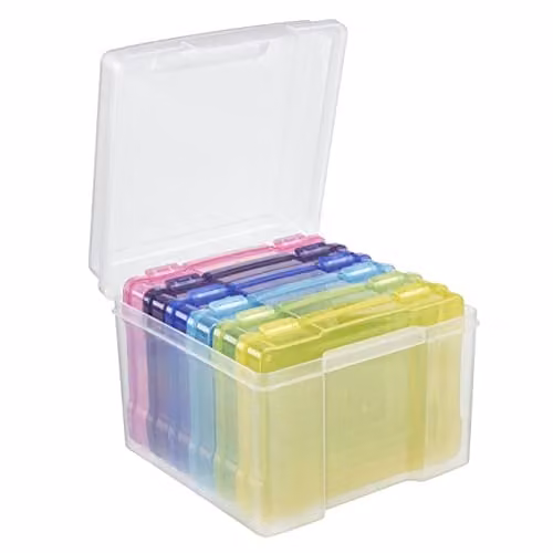 mysmartbuy Multicolour Photo Storage Organiser with 6 Clip Lock Cases and 600 Photo Capacity