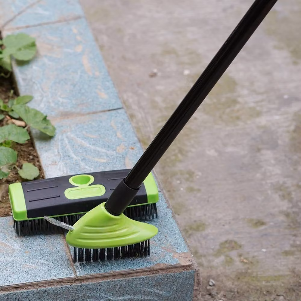 Gr8 Garden 3-in-1 Extendable Weed Brush and Scraper for Garden and Patio Cleaning in Green – 3