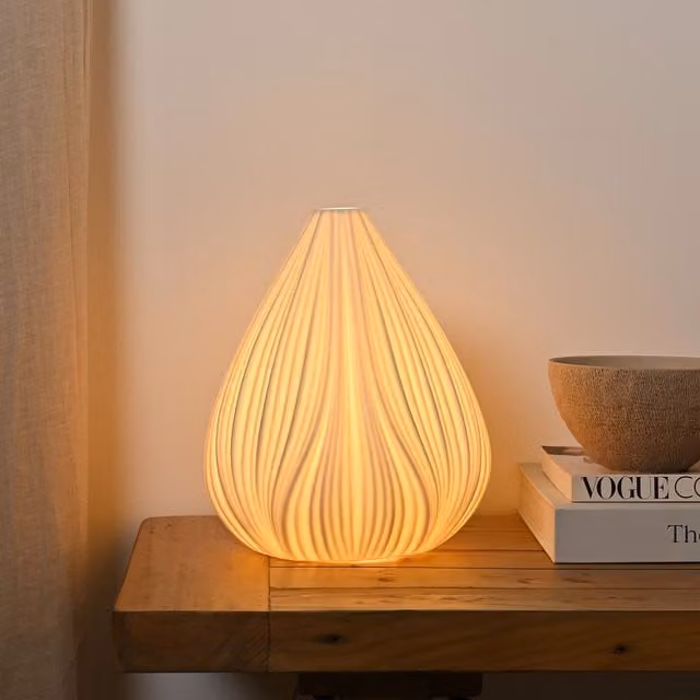 Hestia White Ceramic Flower Bud Table Lamp – 1