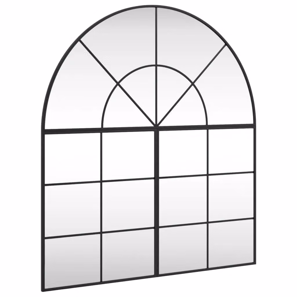 Berkfield Home Minimalist Round Wall Mirror in Black Metal and Glass, W: 100 cm, H: 110 cm – 2