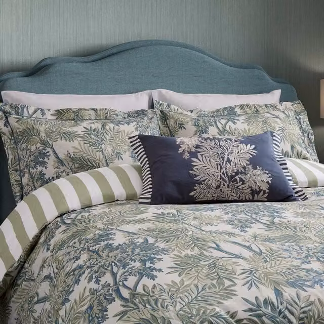 Sanderson Tapestry Tree Blue Cotton Mako Satin Duvet Cover and Pillowcase Set, W: 180 cm, H: 200 cm – 1