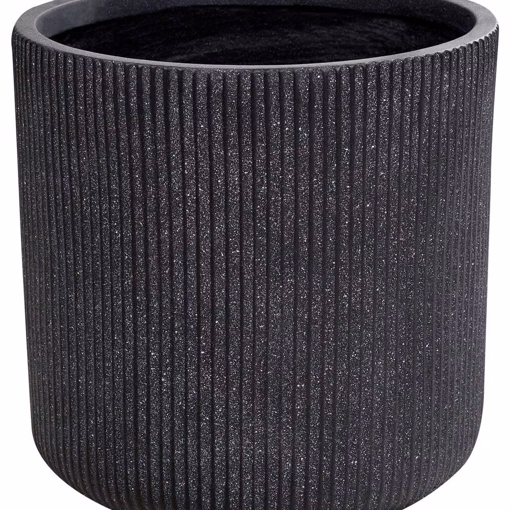 Wyld and Coco TerraGrove Ribbed Planter Pot, Grey, Diameter: 37 cm – 2