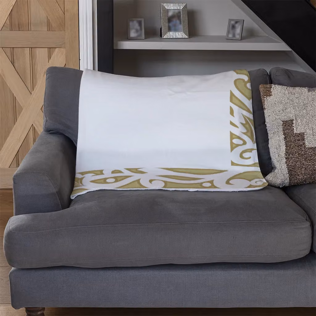 Benjamin Tate Design Egyptian Hieroglyphs Fleece Blanket in Gold, Beige and White, W/D/H: 120 x 150 cm – 3