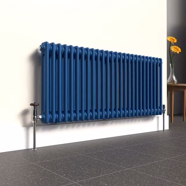 Lux Heat Horizontal 2 Column Steel Radiator in Galaxy Blue, W: 119 cm, H: 50 cm