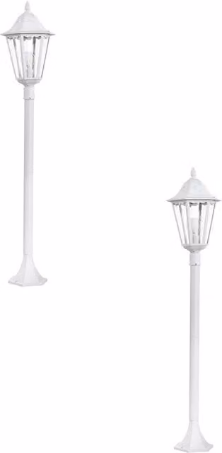 Loops 2 Pack White Aluminium IP44 Outdoor Bollard Lanterns with E27 Bulb Holder, H 120 cm x W 23 cm x D 23 cm