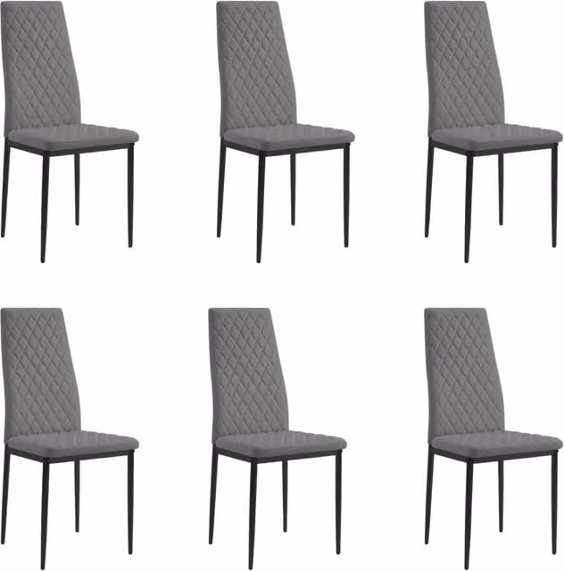 Home Detail Sona Faux Leather Dining Chair Set of 4 in Grey with Black Legs – 1