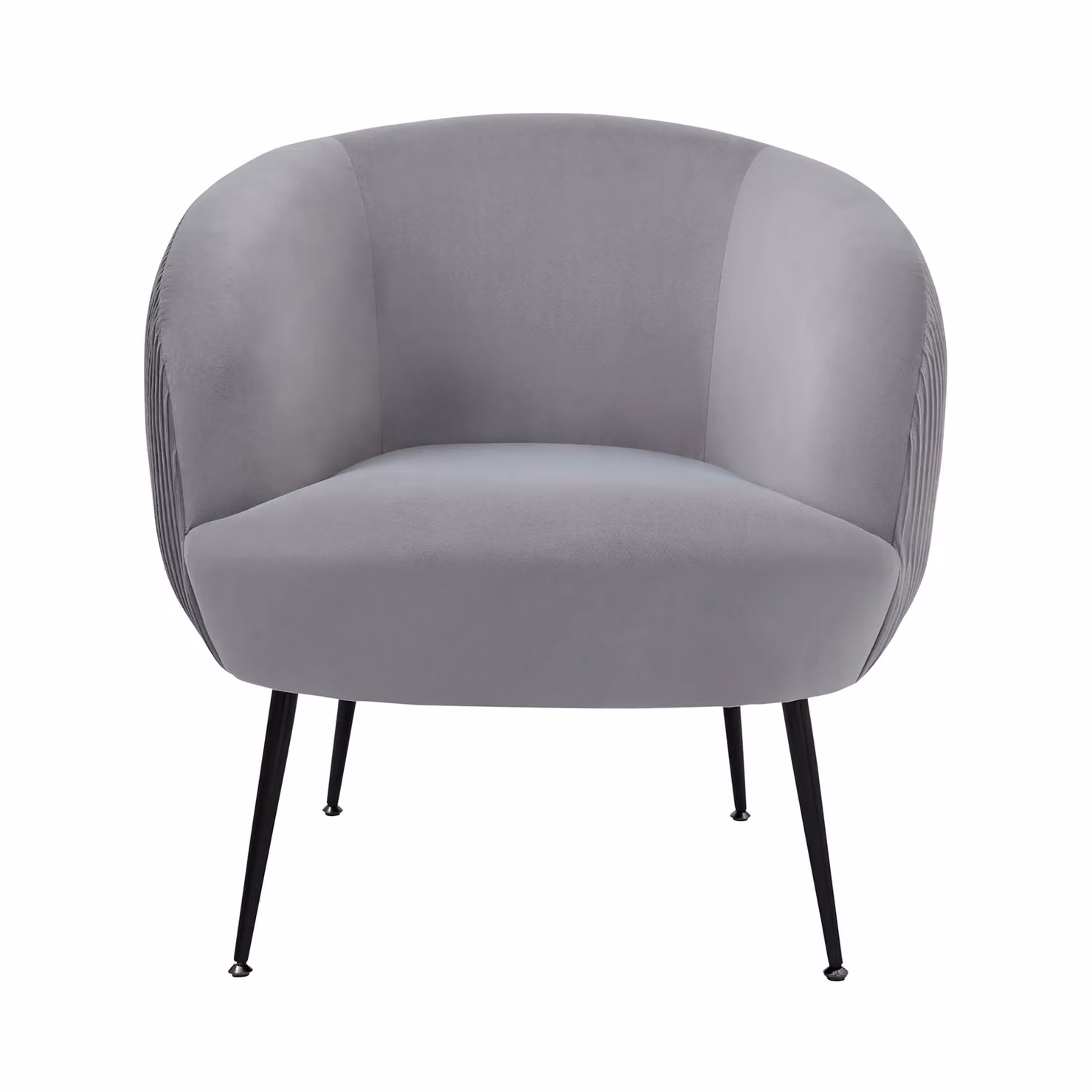 GFW Kamilah Grey Pleated Velvet Fabric Accent Chair with Armrests – 2