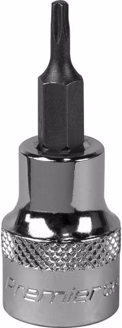 Loops T10 TRX Star Socket Bit with 3/8 inch Square Drive and Knurled Grip in Silver S2 Steel